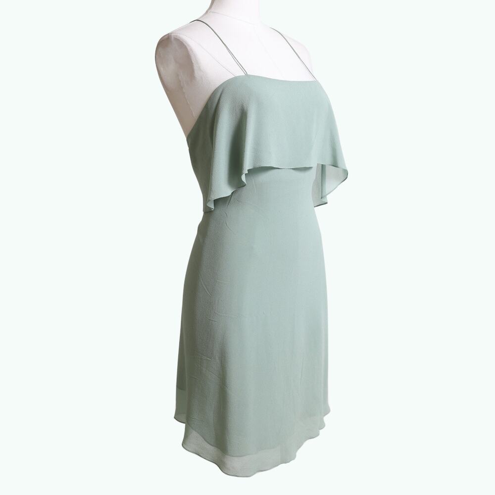 JOSEPH Vintage Mint Green Silk Ruffled Sleeveless Mini Dress